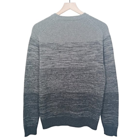 Neiman Marcus Mens Crew Neck Sweater Black Gray Ombre Wool Cashmere Size Medium - Picture 6 of 9